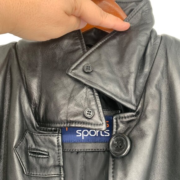 Vintage Mens Black Leather Jacket NY Classics Sports Removable Vest Collar Small - Picture 5 of 15